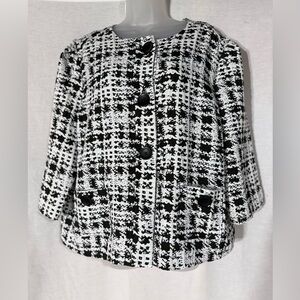 Elegant Black and White Women's Blazer Size XL